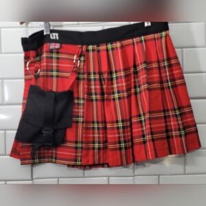 LTT LOVE TOO TRUE Dolls Kill Red Plaid Pleated Tartan Print Short Skirt with Att